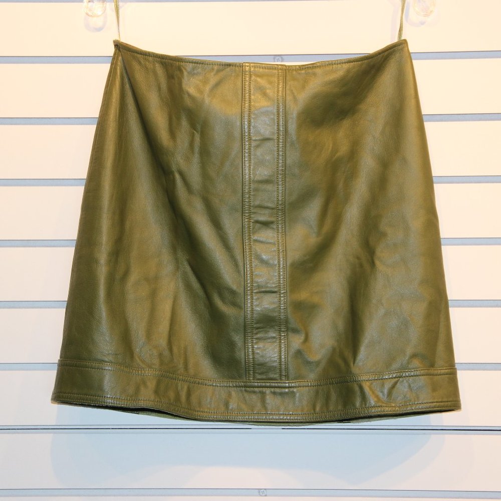 Olive Leather skirt
